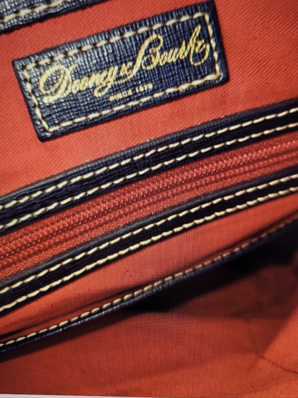 Dooney & Bourke Navy and Denim Chevron Satchel EUC - Picture 15 of 16